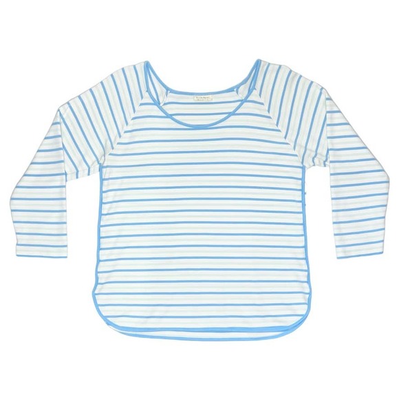 LAKE Striped 3/4 Sleeve Scoop Neck Pajama Top 100% Pima Cotton Night Shirt XS - Picture 1 of 6